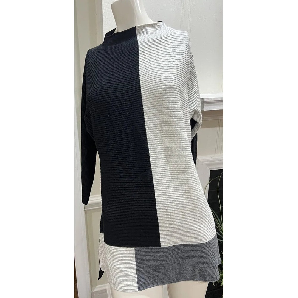 Multiples Color Blocked Mock Neck Sweater  Med?  See Measurements